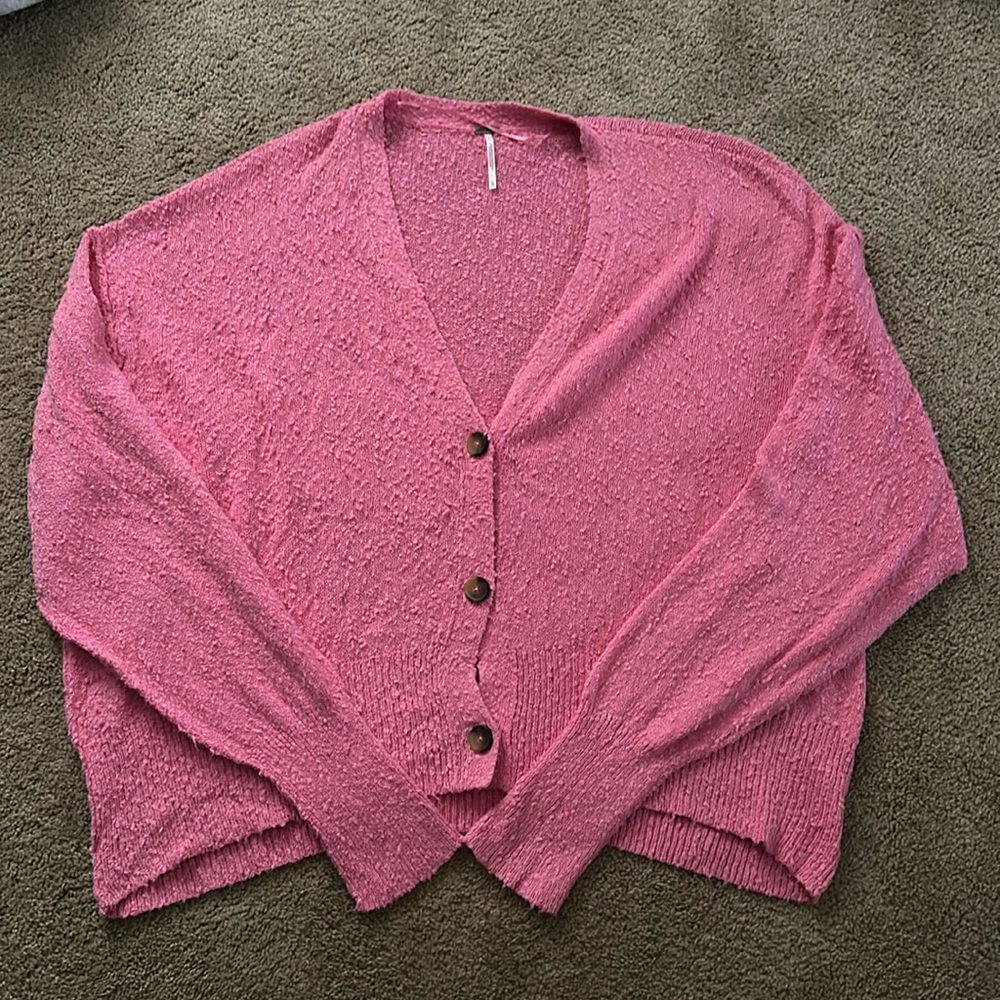 NWT free people bubblegum pink cardigan